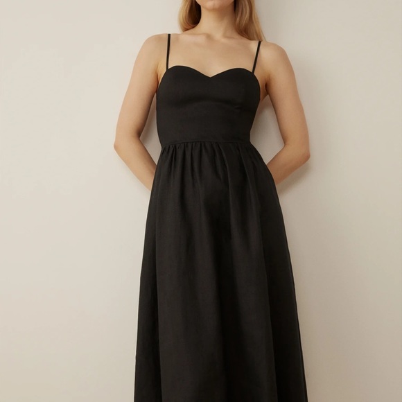 Reformation Zander Linen Midi Dress Sz 10 - Picture 11 of 14